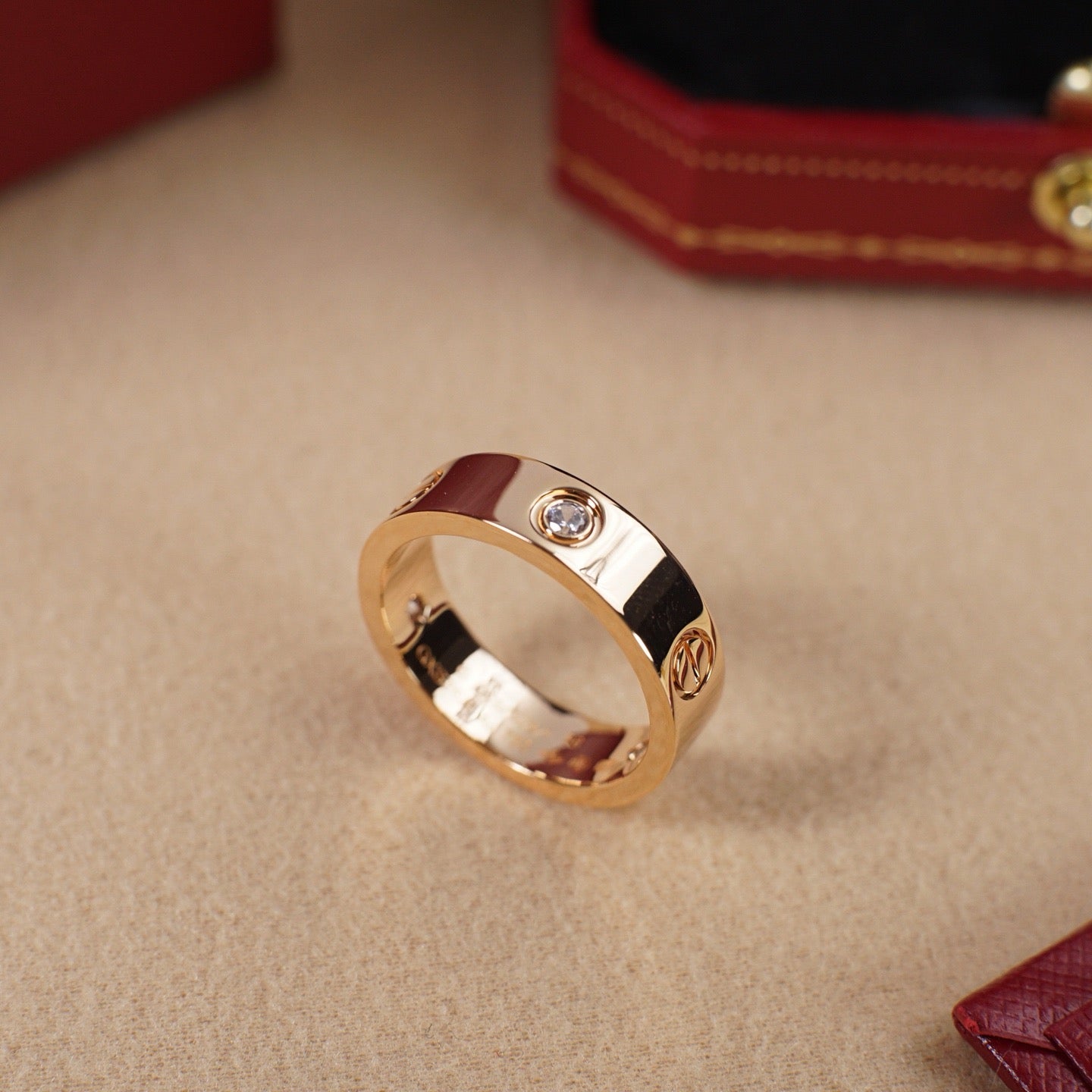 [ElanLuxe Jewelry]LOVE 5.5MM 3 DIAMOND RING