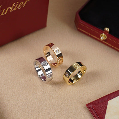 [ElanLuxe Jewelry]LOVE 5.5MM 3 DIAMOND RING