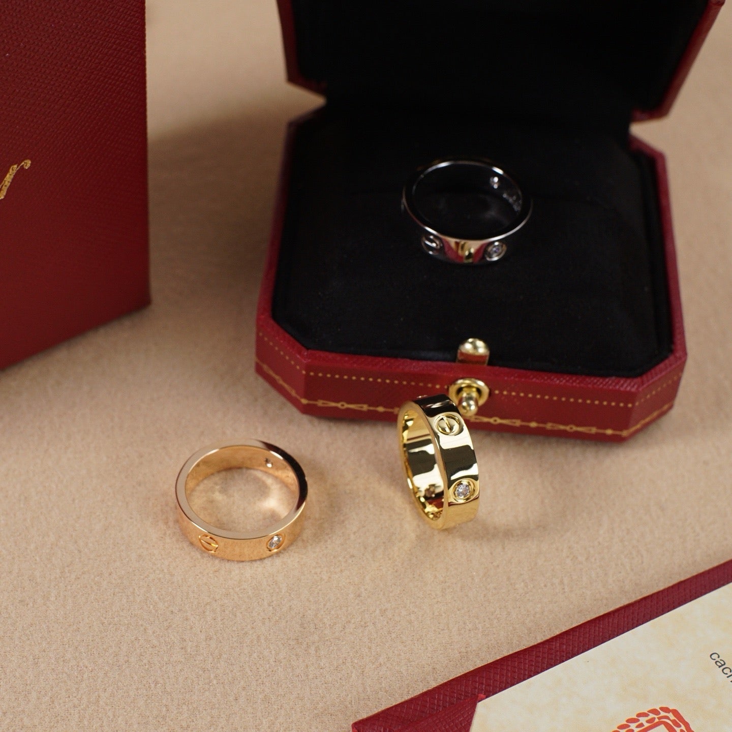 [ElanLuxe Jewelry]LOVE 5.5MM 3 DIAMOND RING