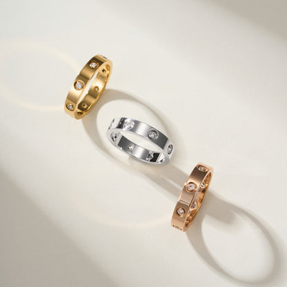 [ElanLuxe Jewelry]LOVE 4MM 8 DIAMOND RING