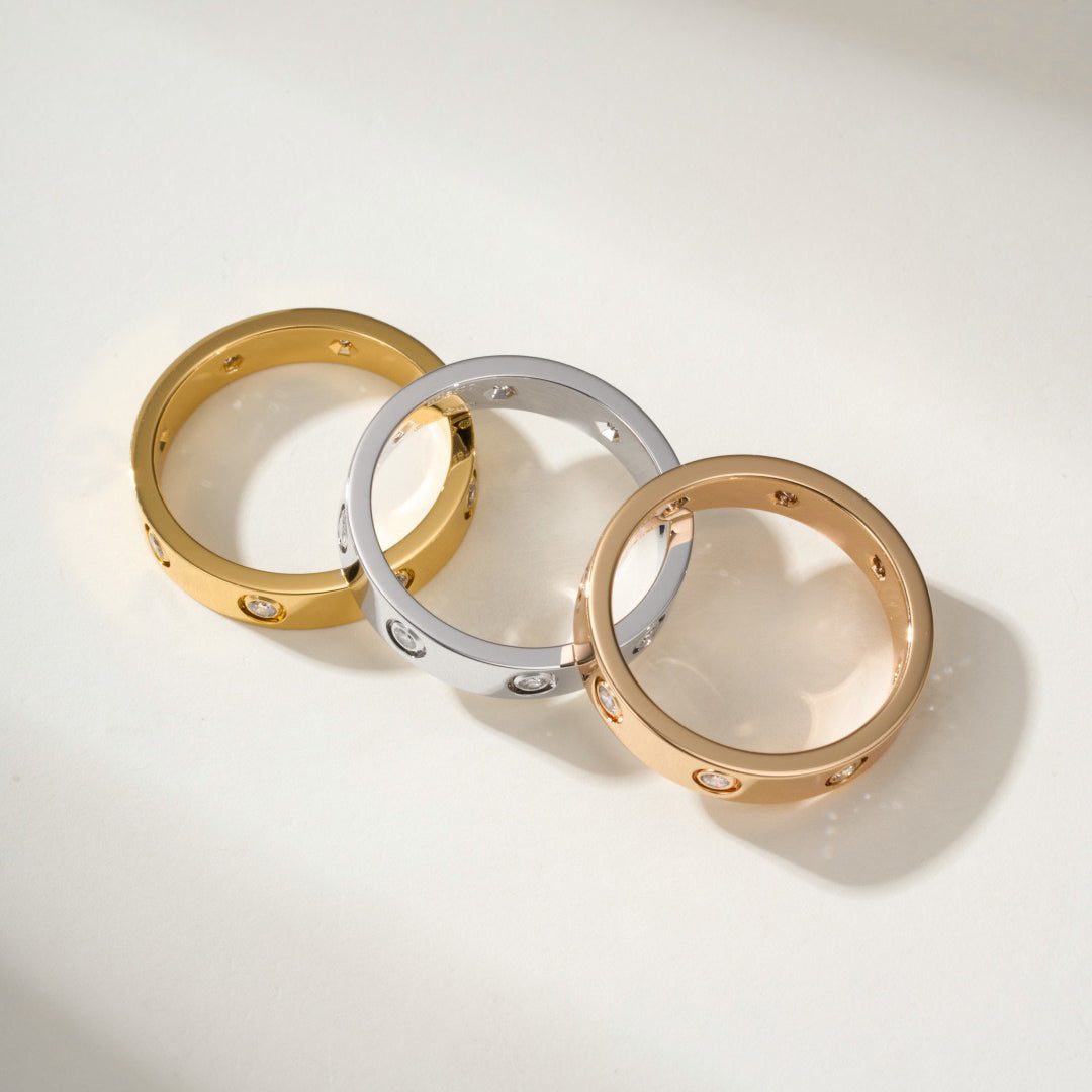 [ElanLuxe Jewelry]LOVE 4MM 8 DIAMOND RING