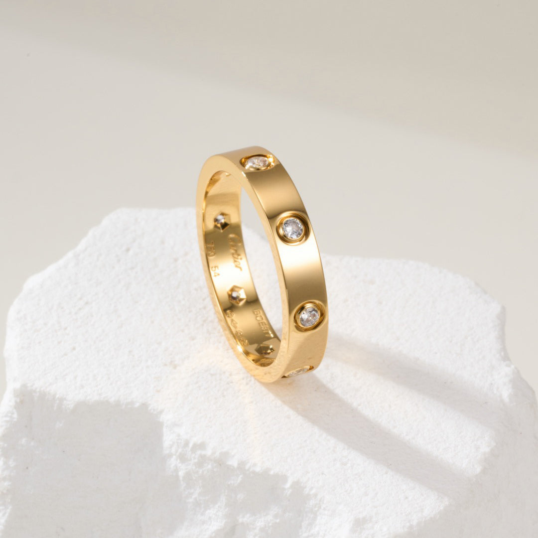 [ElanLuxe Jewelry]LOVE 4MM 8 DIAMOND RING
