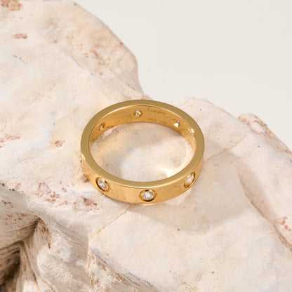 [ElanLuxe Jewelry]LOVE 4MM 8 DIAMOND RING