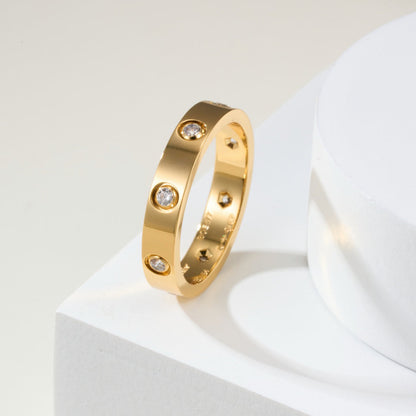 [ElanLuxe Jewelry]LOVE 4MM 8 DIAMOND RING