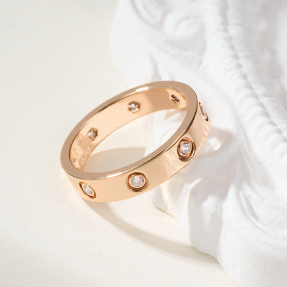 [ElanLuxe Jewelry]LOVE 4MM 8 DIAMOND RING