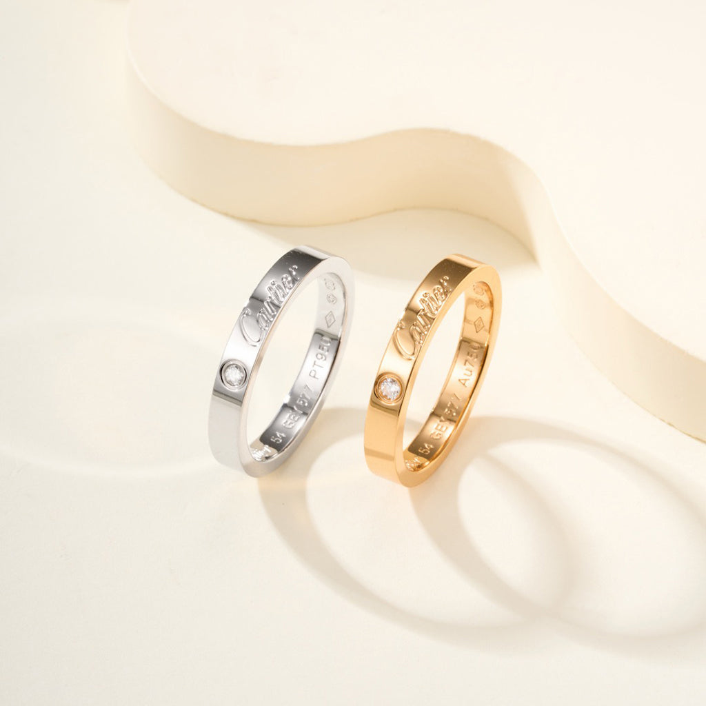 [ElanLuxe Jewelry]LOVE RING 4MM 1 DIAMOND
