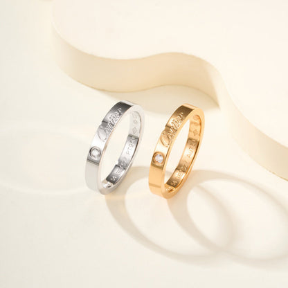 [ElanLuxe Jewelry]LOVE RING 4MM 1 DIAMOND