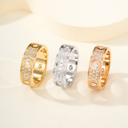 [ElanLuxe Jewelry]LOVE 5.5MM FULL-PAVE 6-DIAMOND RING