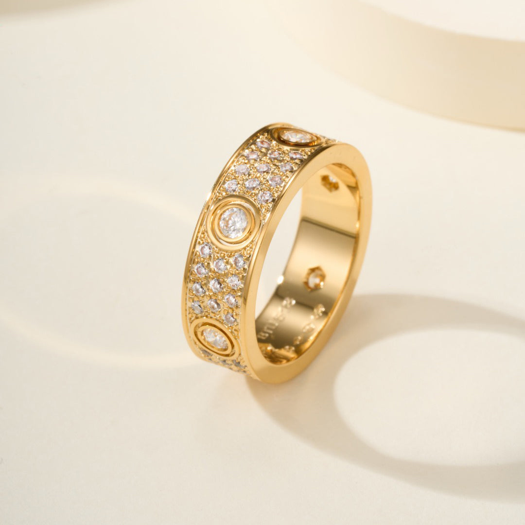 [ElanLuxe Jewelry]LOVE 5.5MM FULL-PAVE 6-DIAMOND RING