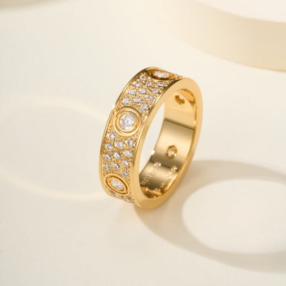 [ElanLuxe Jewelry]LOVE 5.5MM FULL-PAVE 6-DIAMOND RING