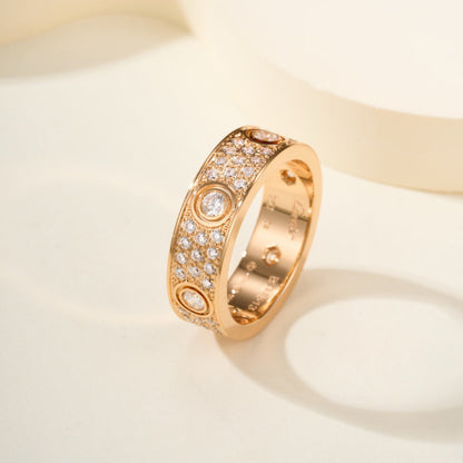 [ElanLuxe Jewelry]LOVE 5.5MM FULL-PAVE 6-DIAMOND RING
