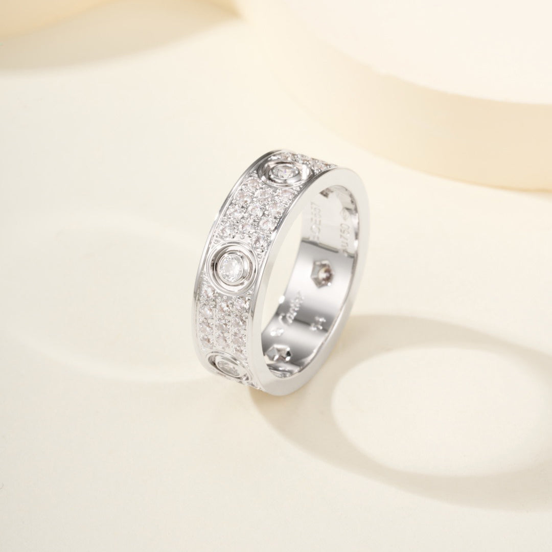 [ElanLuxe Jewelry]LOVE 5.5MM FULL-PAVE 6-DIAMOND RING