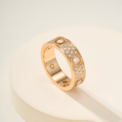 [ElanLuxe Jewelry]LOVE 5.5MM FULL-PAVE 6-DIAMOND RING