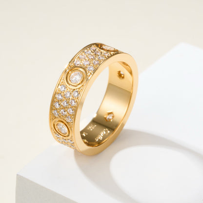[ElanLuxe Jewelry]LOVE 5.5MM FULL-PAVE 6-DIAMOND RING