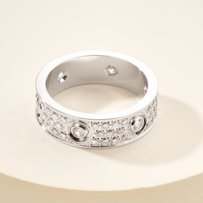 [ElanLuxe Jewelry]LOVE 5.5MM FULL-PAVE 6-DIAMOND RING