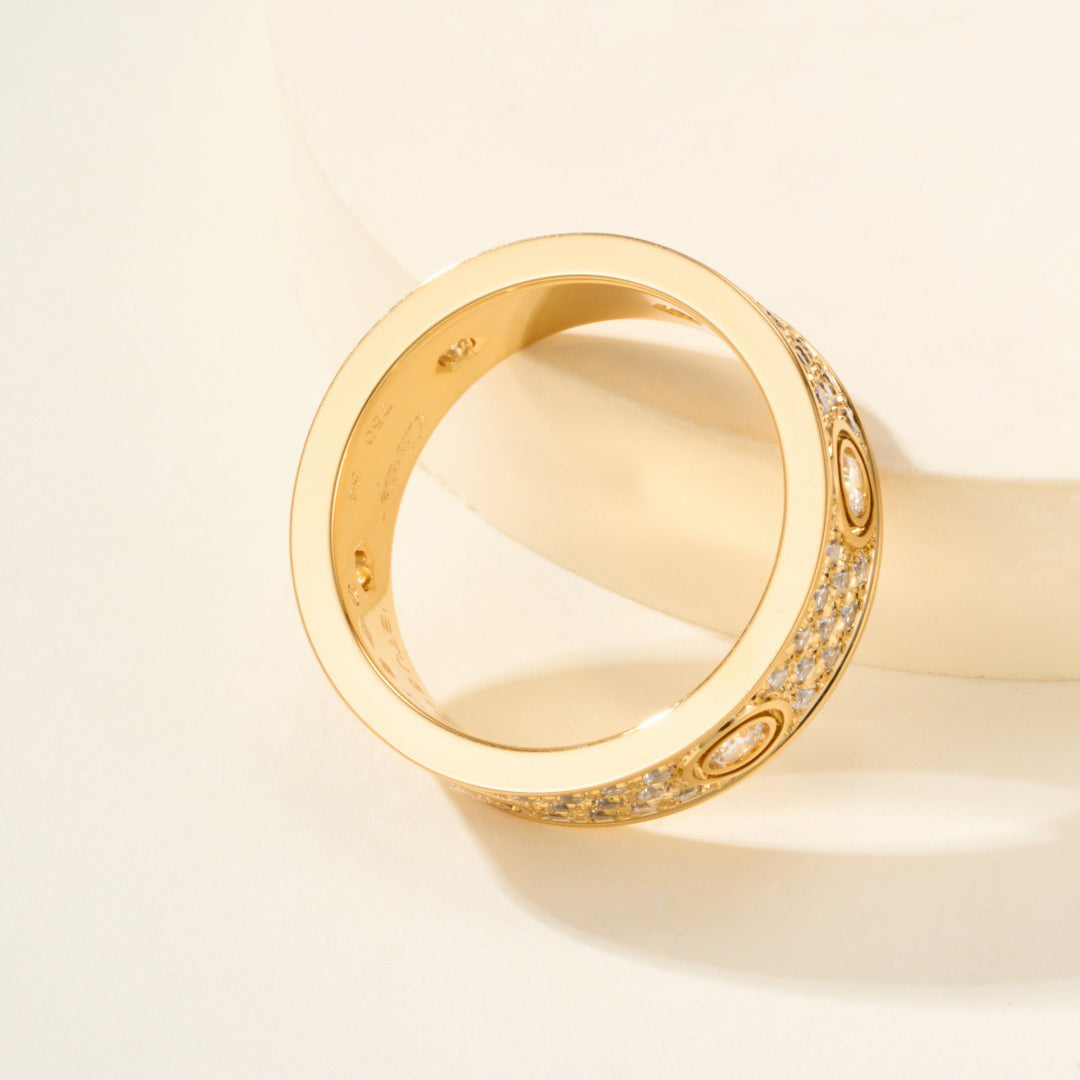 [ElanLuxe Jewelry]LOVE 5.5MM FULL-PAVE 6-DIAMOND RING