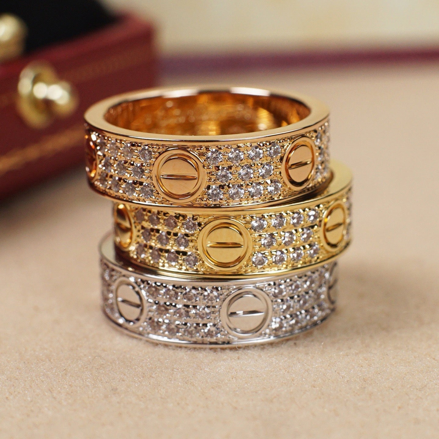 [ElanLuxe Jewelry]LOVE RING 5.5MM DIAMONDS PAVED