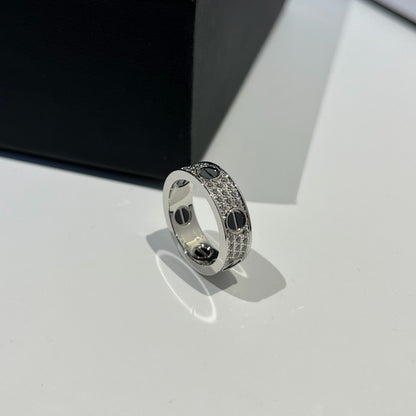 [ElanLuxe Jewelry]LOVE RING 5.5MM DIAMONDS PAVED CERAMIC