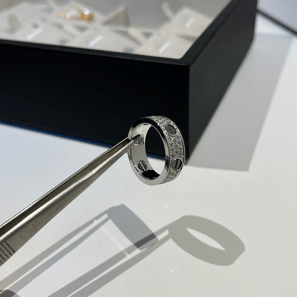 [ElanLuxe Jewelry]LOVE RING 5.5MM DIAMONDS PAVED CERAMIC