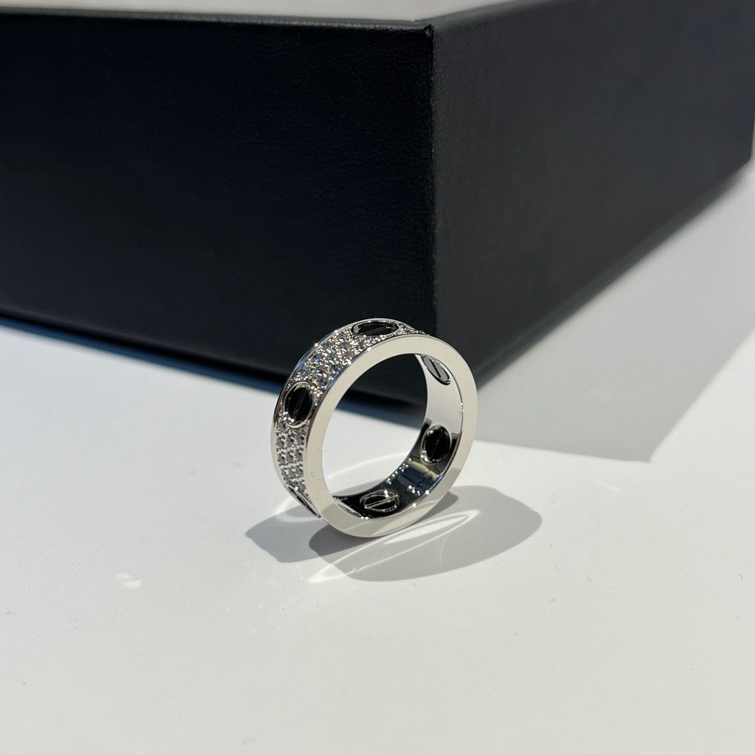 [ElanLuxe Jewelry]LOVE RING 5.5MM DIAMONDS PAVED CERAMIC