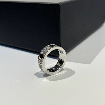 [ElanLuxe Jewelry]LOVE RING 5.5MM DIAMONDS PAVED CERAMIC