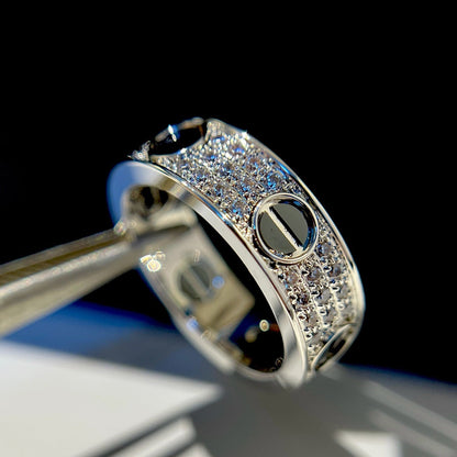 [ElanLuxe Jewelry]LOVE RING 5.5MM DIAMONDS PAVED CERAMIC