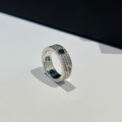 [ElanLuxe Jewelry]LOVE RING 5.5MM DIAMONDS PAVED CERAMIC