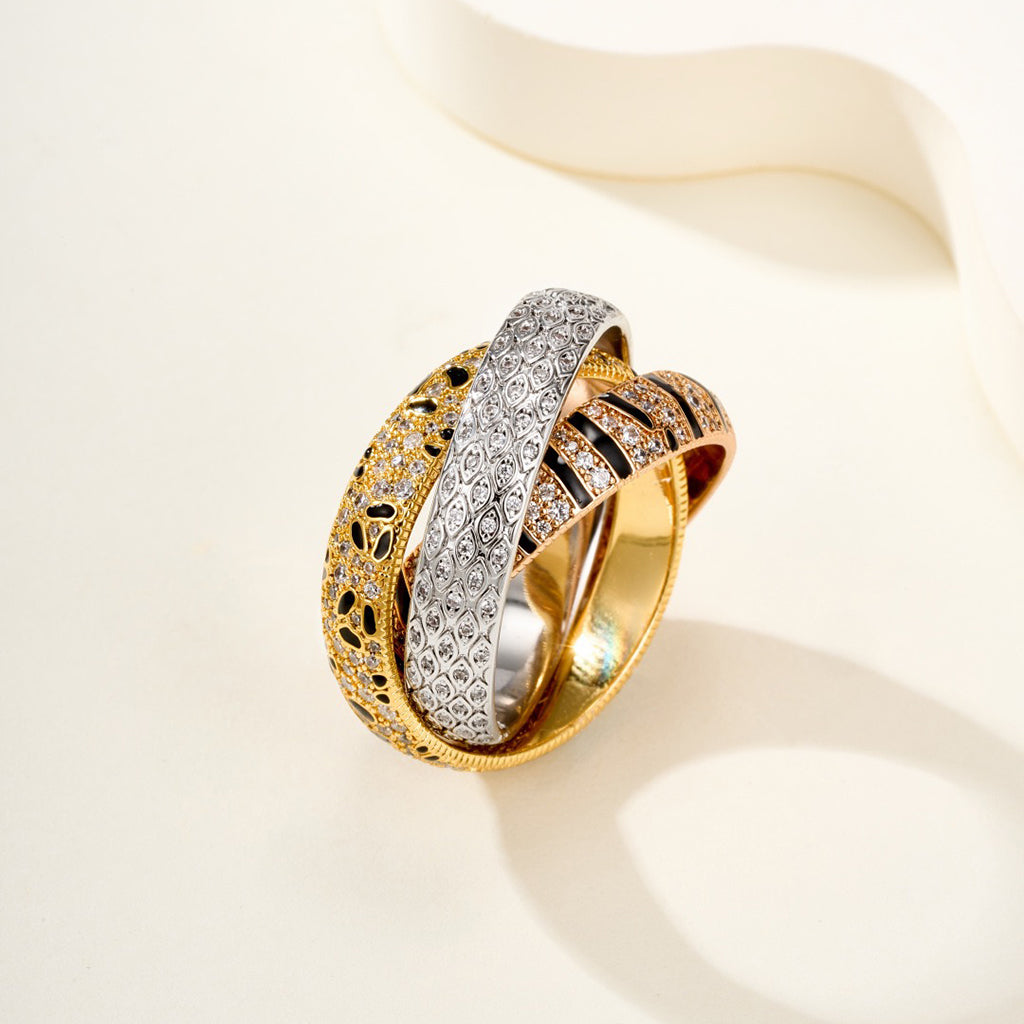[ElanLuxe Jewelry]TRINITY  RING LEOPARD PRINT