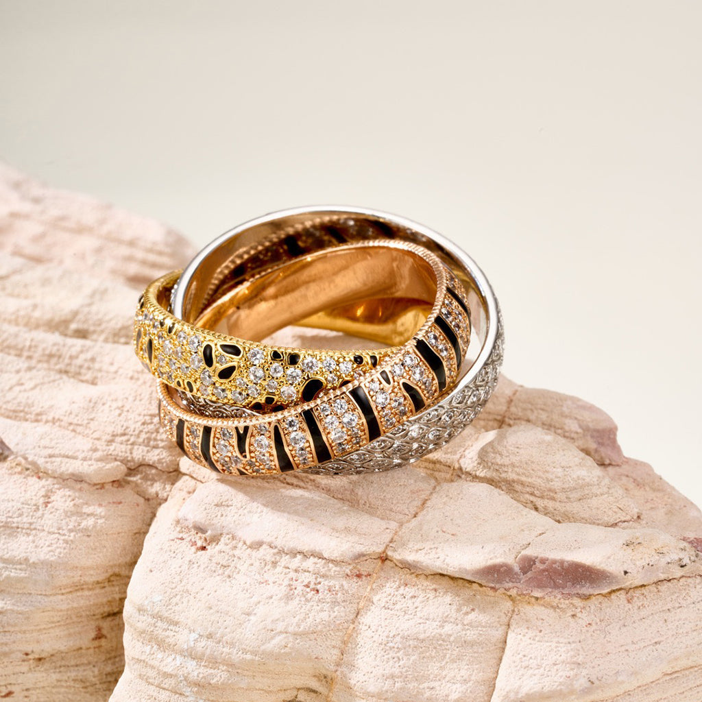 [ElanLuxe Jewelry]TRINITY  RING LEOPARD PRINT