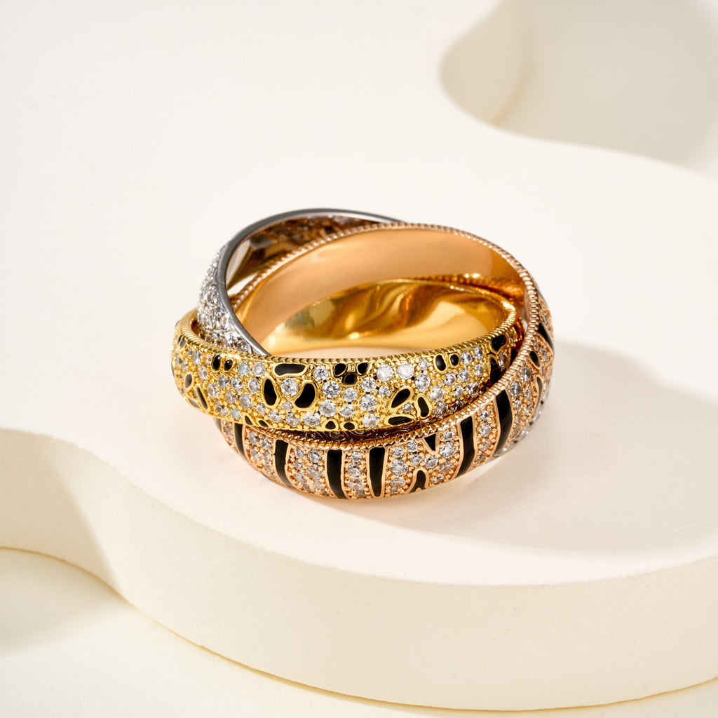 [ElanLuxe Jewelry]TRINITY  RING LEOPARD PRINT