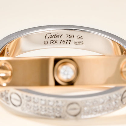 [ElanLuxe Jewelry]LOVE PINK GOLD SILVER DIAMOND DOUBLE RING