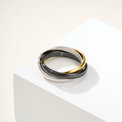[ElanLuxe Jewelry]TRINITY 3.2MM RING BLACK CERAMIC