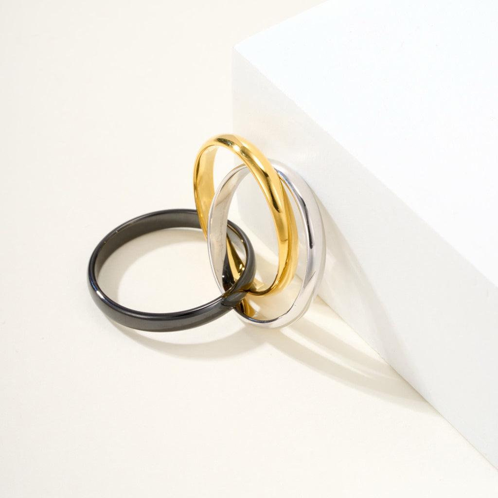[ElanLuxe Jewelry]TRINITY 3.2MM RING BLACK CERAMIC
