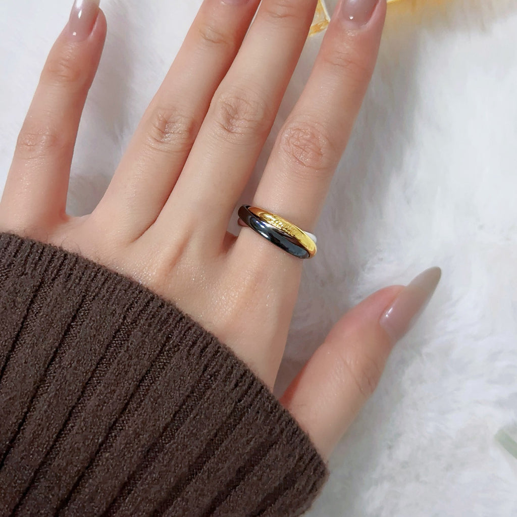 [ElanLuxe Jewelry]TRINITY 3.2MM RING BLACK CERAMIC
