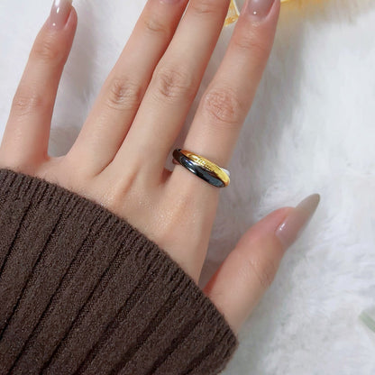 [ElanLuxe Jewelry]TRINITY 3.2MM RING BLACK CERAMIC