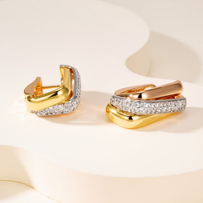 [ElanLuxe Jewelry]TRINITY HALF DIAMOND  CUSHION EARRINGS