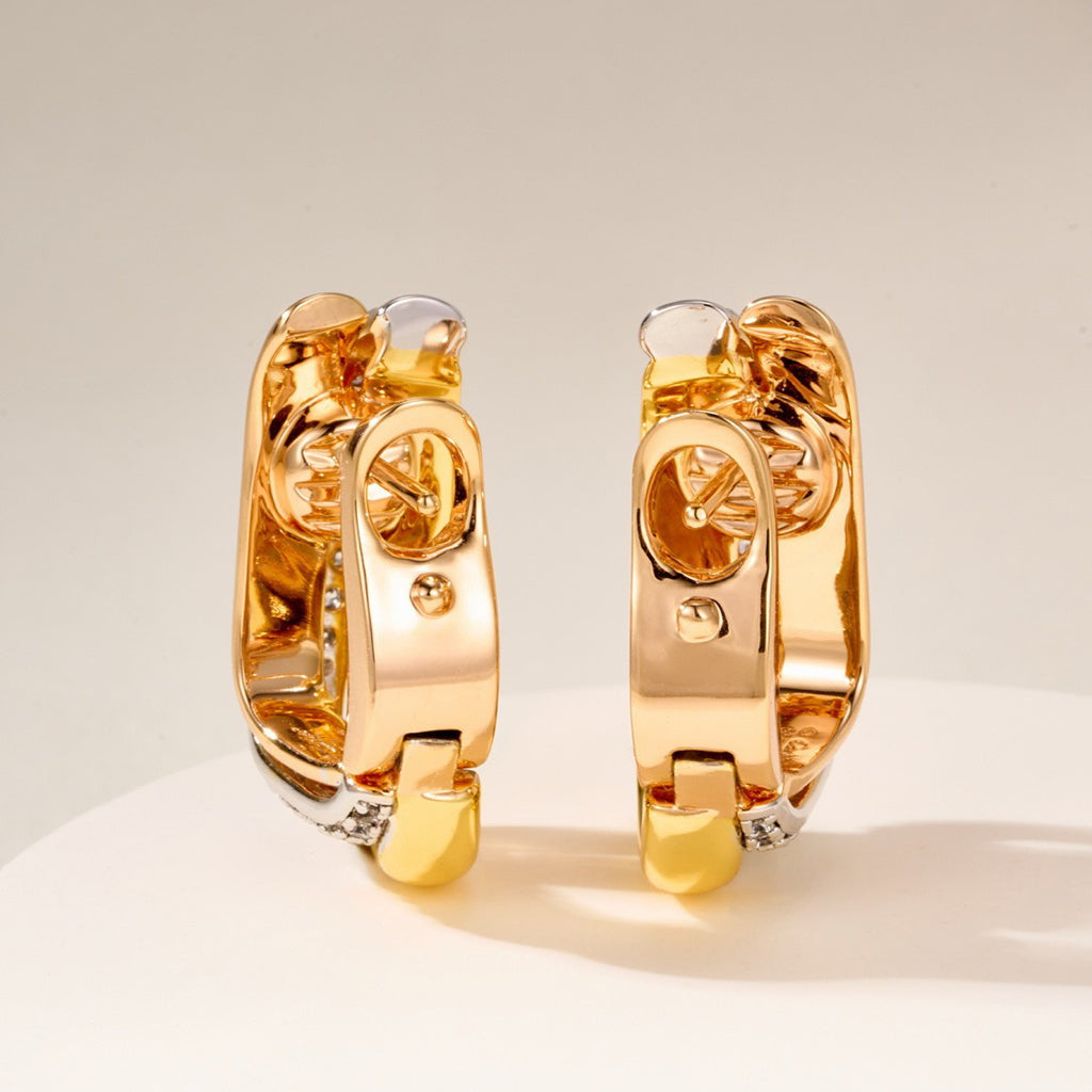 [ElanLuxe Jewelry]TRINITY HALF DIAMOND  CUSHION EARRINGS