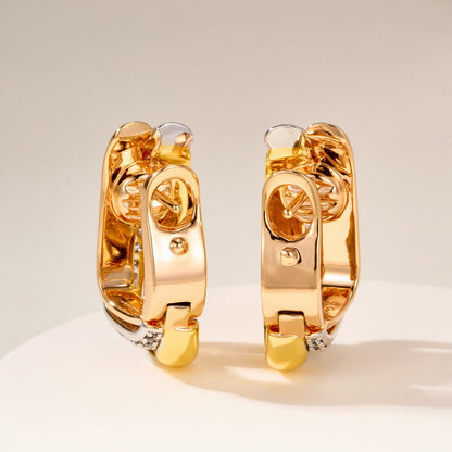 [ElanLuxe Jewelry]TRINITY HALF DIAMOND  CUSHION EARRINGS