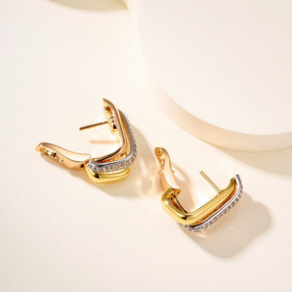 [ElanLuxe Jewelry]TRINITY HALF DIAMOND  CUSHION EARRINGS