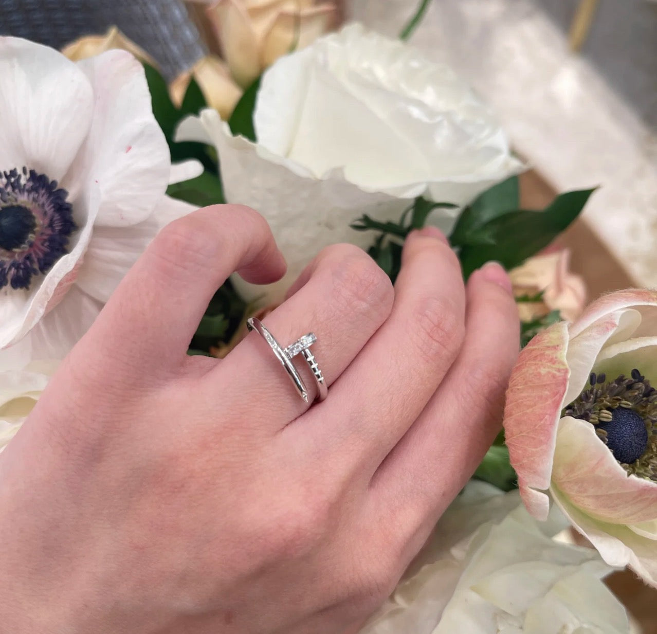 [ElanLuxe Jewelry]JUSTE 1.8MM HALF DIAMOND RING