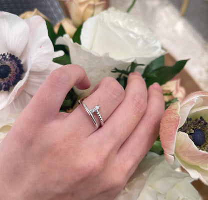 [ElanLuxe Jewelry]JUSTE 1.8MM HALF DIAMOND RING