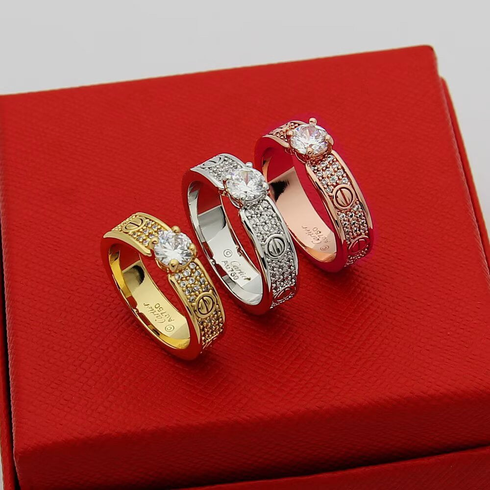 [ElanLuxe Jewelry]LOVE RING 3.6MM 1 BIG DIAMOND FULL DIAMOND