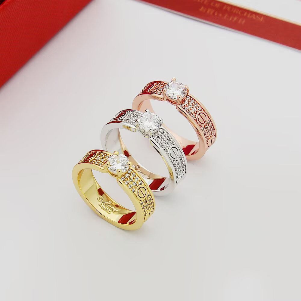 [ElanLuxe Jewelry]LOVE RING 3.6MM 1 BIG DIAMOND FULL DIAMOND