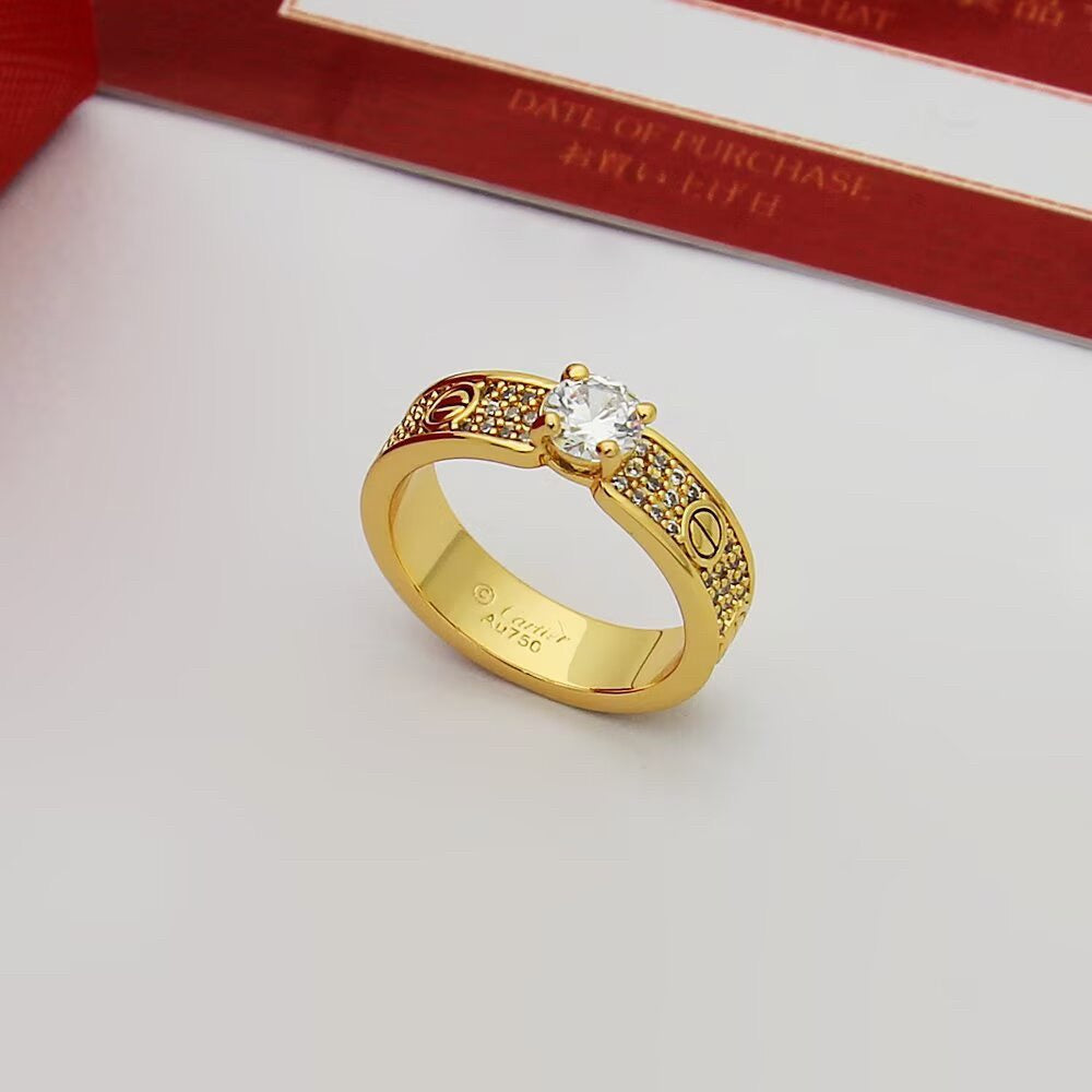[ElanLuxe Jewelry]LOVE RING 3.6MM 1 BIG DIAMOND FULL DIAMOND