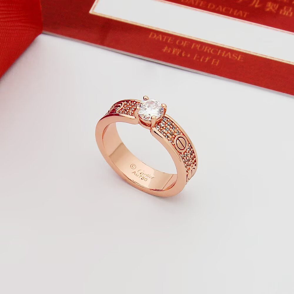 [ElanLuxe Jewelry]LOVE RING 3.6MM 1 BIG DIAMOND FULL DIAMOND