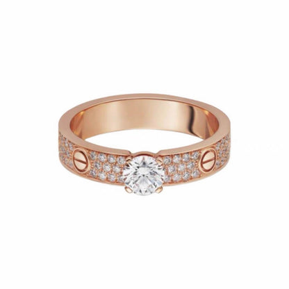[ElanLuxe Jewelry]LOVE RING 3.6MM 1 BIG DIAMOND FULL DIAMOND