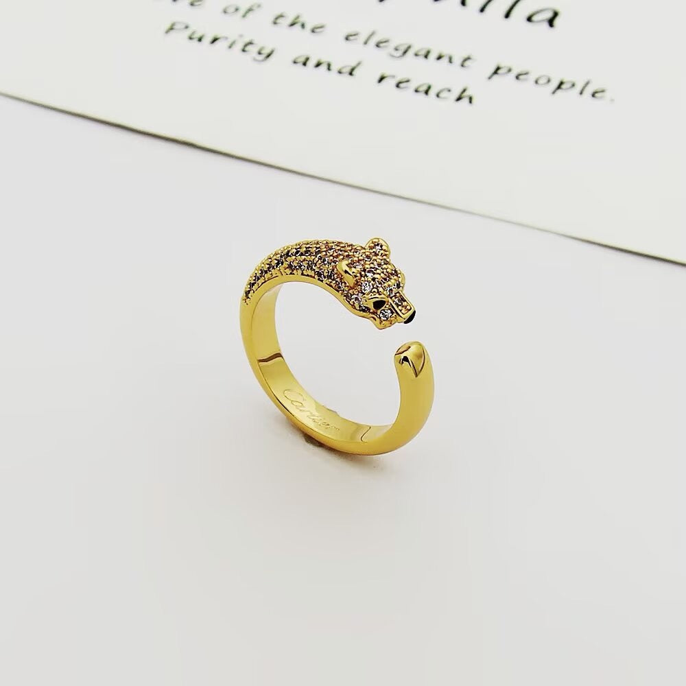 [ElanLuxe Jewelry]PANTHERE HALF DIAMOND SMALL RING