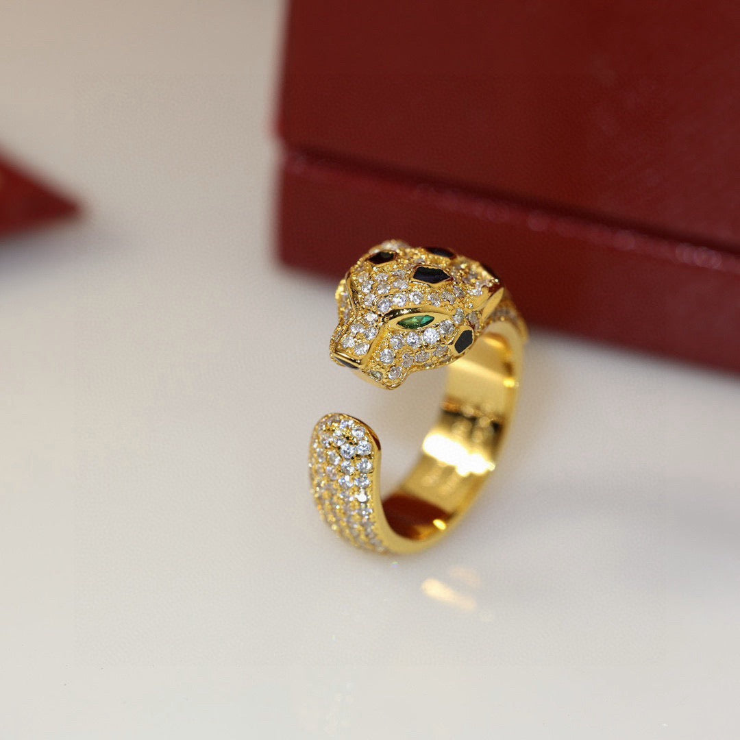 [ElanLuxe Jewelry]PANTHERE SPOTTED FULL DIAMOND MEDIUM RING
