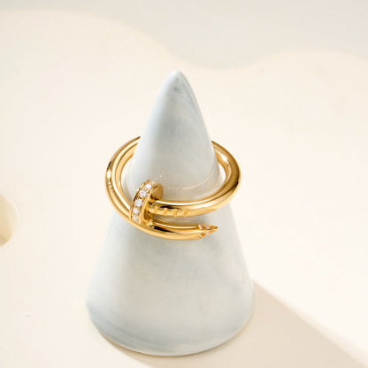 [ElanLuxe Jewelry]JUSTE RING 2.6MM HALF DIAMOND