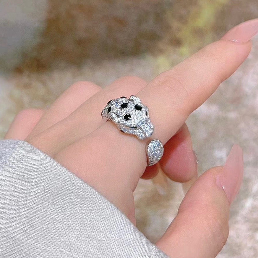 [ElanLuxe Jewelry]PANTHERE SPOTTED FULL DIAMOND MEDIUM RING